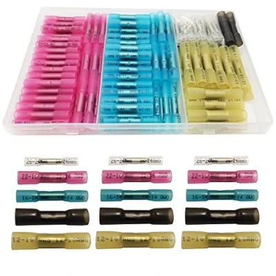 Afbeelding van WeqeYent 150Pcs Kabelverbinders Draadconnector 26 10 AWG, Krimpkous Stootverbinders, Waterdichte Geïsoleerde Elektrische Terminal