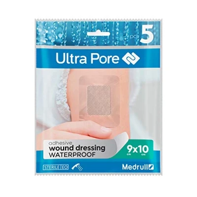 Afbeelding van Medrull 100% waterdicht, 9 x 10 cm, waterdichte pleisters, steriel, transparant, sterke grip, beschermt bij snijwonden en krassen, ideaal voor douchen, sport, baden, 5 stuks