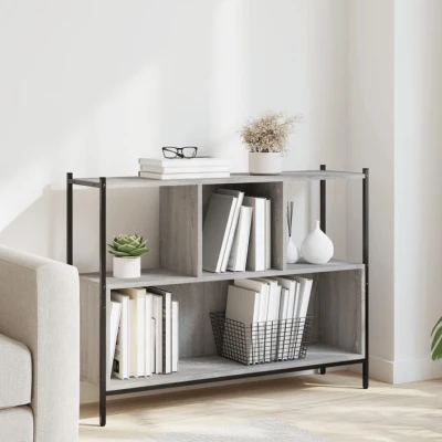 Afbeelding van Boekenkast 102x28x77,5 cm bewerkt hout grijs sonoma eikenkleur