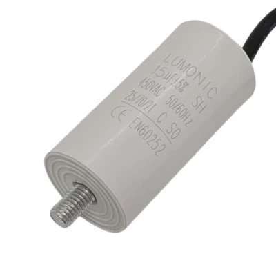 Afbeelding van Lumonic Startcondensator met Kabel 25cm I 15µF 450V 34x70mm 15uF Motorcondensator kunststof behuizing Bedrijfscondensator voor pompen, g