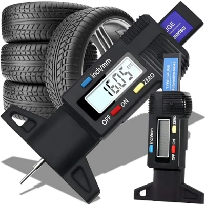 Afbeelding van Retoo 0 25,4 mm digitale bandenprofielmeter met lcd display en geschikt voor gebruik bij 40 graden Celsius, autoprofieldieptemeter, bandendieptemeter, meetinstrument auto&#039;s, bestelwagens
