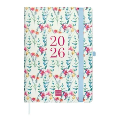 Afbeelding van Finocam Planner 2026 Vertical Week to View January December 12 months A5 with elastic band and knitted tape Softcover Capri Happy International, Weekweergave Verticaal