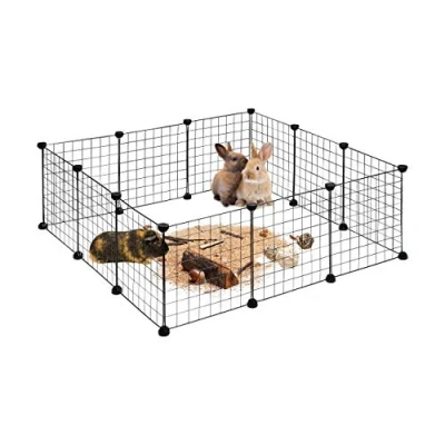 Afbeelding van Relaxdays konijnenren uitloop kleine dieren DIY buitenren uitbreidbare ren knaagdier Pak van 12
