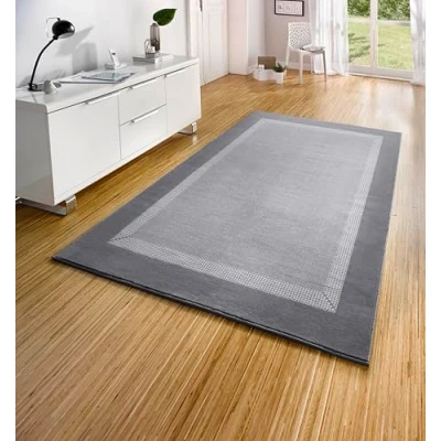 Afbeelding van Hanse Home Tapijtloper met band, 120 x 170 cm, tapijtloper, zacht, laagpolig tapijt, modern design, loper voor hal, slaapkamer, kinderkamer, badkamer, woonkamer, keuken, decoratieloper, lichtgrijs