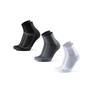 Afbeelding van DANISH ENDURANCE Hardloopsokken voor Lange Afstanden, Anti Blaar, Mannen &amp; Vrouwen, Unisex, 3 Paar, Veelkleurig (1x Zwart, 1x Grijs, Wit), 35 38