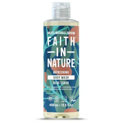 Afbeelding van Faith In Nature Natural Blue Cedar Body Wash, Uplifting, veganistisch &amp; dierproefvrij, parabenen en SLS vrij, voor alle haartypes, 400 ml, 79860, verpakking van 1