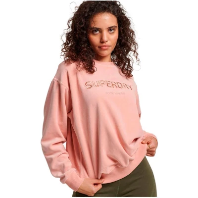 Afbeelding van Superdry Wijdvallend velours sweatshirt met print en ronde hals Dames Truien