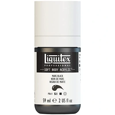 Afbeelding van Liquitex 1959276 Professional Acrylfarbe Soft Body Künstlerfarbe in cremiger deckender Konsistenz, hohe Pigmentierung, lichtecht &amp; alterungsbeständig, 59ml Flasche Marsschwarz