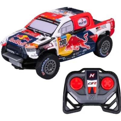 Afbeelding van Nikko RC Auto Dakar Night Mode: Toyota Gazoo Racing Red Bull 9 km/h Led Verlichting voor kinderen vanaf 6 Jaar Blauw/Rood 1:18