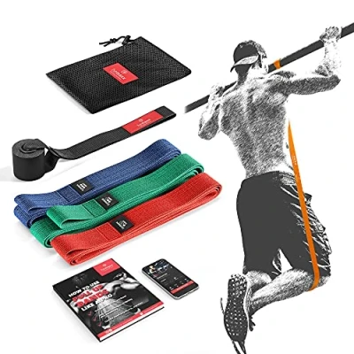 Afbeelding van Pull Up Weerstandsband Elastiek band Fitness + Trainingsgids Optrek Powerband Omhoog trekken Optrekhulp Optrekband Gymnastiekband Loop Stretching Assistance Bands Trainingsband Sportband