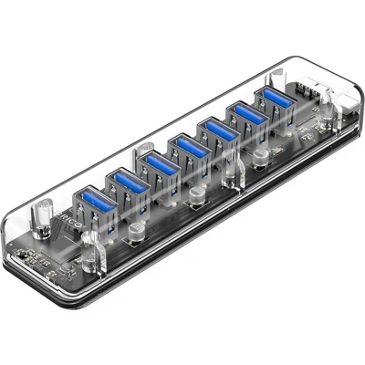 Afbeelding van Orico USB 3.0 Hub 7x poorten Transparant