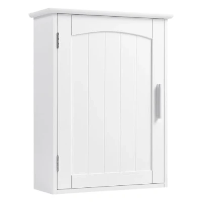 Afbeelding van EUGAD Hangkast badkamer, hangende badkamerkast, medicijnkast, wandkast met deur, verstelbare plank, wit, 40 x 51 17 cm