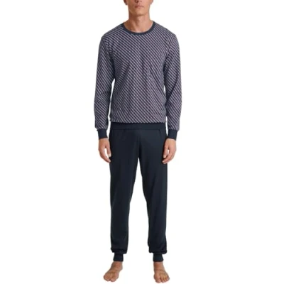 Afbeelding van CALIDA Relax Imprint Banden Pyjama voor heren, van 100% katoen, broek met stof beklede elastische tailleband, marsrood, 56 Tall