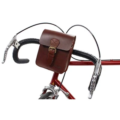 Afbeelding van Gusti stuurtas fiets leer Cadel E. schoudertas fietstas met bevestiging leren tas bruin