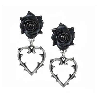 Afbeelding van Alchemy Gothic Stud oorbellen WOUNDED LOVE Zilverkleurig/Zwart