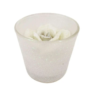 Afbeelding van Jeco Kaars roos glazen pot grijs 9 cm