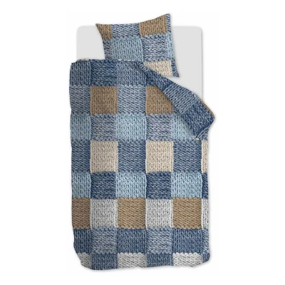 Afbeelding van Leen Bakker Ariadne At Home Dekbedovertrek Wool Shades Blauw 140x200/220cm Beddengoed Katoen