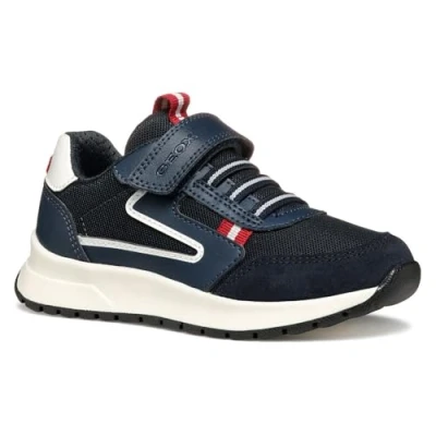 Afbeelding van Geox Briezee BOY Sneakers laag voor kinderen, Maat: 32, Navy/dark red Leer en textiel