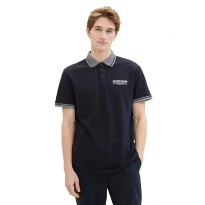 Afbeelding van TOM Tailor MIT LOGO Print Poloshirt, Heren, Maat: Small, Sky captain blue
