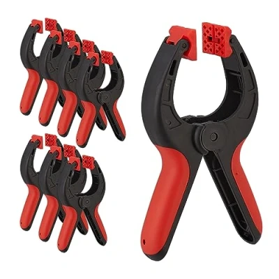 Afbeelding van Relaxdays lijmklemmen set van 8 zeilklemmen marktklemmen 7 cm kantelbare kapjes