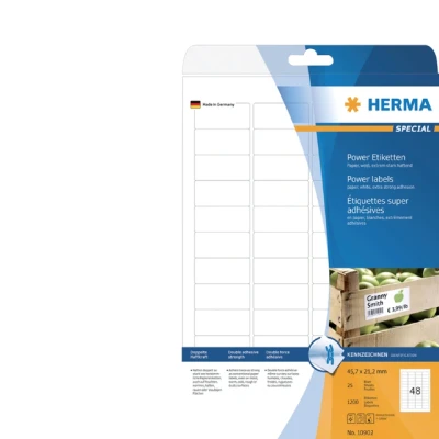 Afbeelding van Etiket HERMA Power 10902 45.7x21.2mm wit 1200stuks