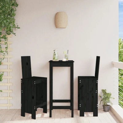 Afbeelding van Barkrukken 2 st 40x42x120 cm massief grenenhout zwart