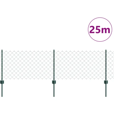 Afbeelding van vidaXL Kettinglink Hek met 22 U Palen Groen 0.6x25 m Staal