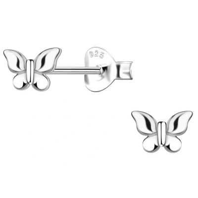 Afbeelding van JoyS Zilveren vlinder oorbellen 6 x 5 mm oorknopjes massief sterling zilver 925