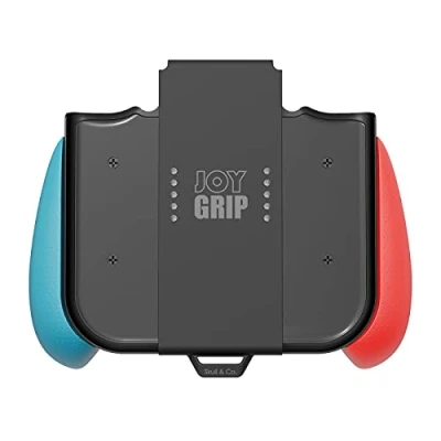 Afbeelding van Skull &amp; Co. JoyGrip for Nintendo Switch and OLED Joy Con Controller: Rechargeable Handheld Joystick Remote Control Holder with Interchangeable Grips Neon Blue (L) Red (R)