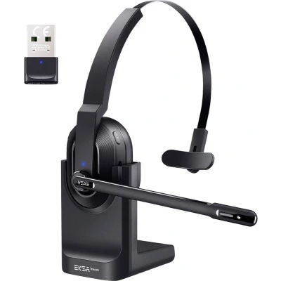 Afbeelding van EKSA H5 On Ear headset Bluetooth Zwart Ruisonderdrukking (microfoon), Noise Cancelling Headset, Met basisstat