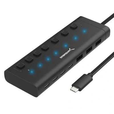 Afbeelding van SABRENT USB C Hub 7 Port 20W met schakelaars (HB 3A4C)