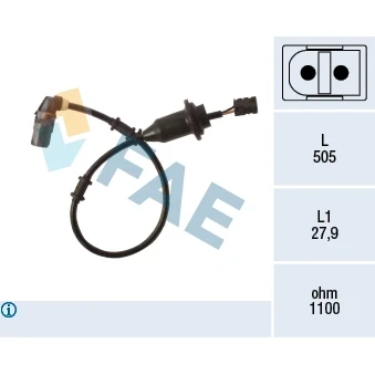 Afbeelding van FAE 78498 ABS sensor Met kabel Inductie 2 polig 505mm MERCEDES BENZ: SLK (R170) 200 2.0 Kompressor, 320 3.2, 32 AMG 3.2