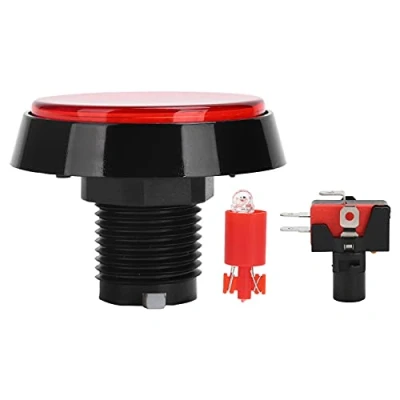 Afbeelding van Arcade knoppen, Game Drukknop 60 Mm Grote Ronde 2,4 Inch LED met Microschakelaar, 12V verlichte voor machine Videogameconsole(Rood)