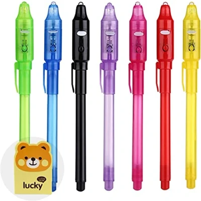 Afbeelding van DazSpirit 7 Stuks Geheime Pen En Notebook Leesbaar Door Licht UV Weggeefactie Magische Pennen Kids Markers Voor Kinderen Verjaardag Giveaways Leuke Activiteit Party