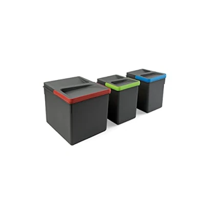 Afbeelding van Emuca Recyclingcontainers voor keukenlade, hoogte 216 mm, 1x12L,2x6L, Actraciet grijs