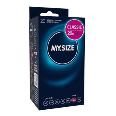 Afbeelding van MY.SIZE Classic condooms 64 mm breed I 20 stuks verpakking premium extra dun true to touch gossamer dunne 0,07 wanddikte vegan voor mannen