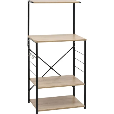 Afbeelding van vidaXL Magnetronkast 60x39,6x123 cm bewerkt hout zwart en eikenkleurig
