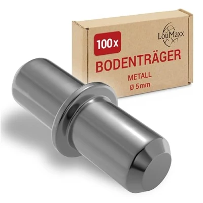 Afbeelding van LouMaxx Vloerdrager, 5 mm, 100 stuks, met ring voor boring, plankhouder, plankdrager, plankpennen plankdrager legplanken van massief staal, vernikkeld