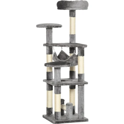 Afbeelding van PawHut Kattenboom kattenkrabboom hangmat katten klimboom krabboom grijs D30 201