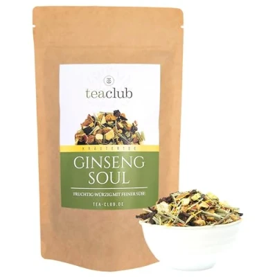 Afbeelding van kruidenthee Los 500g, Fruitige kruidentheemelange met Ginseng gember citroengras biet zoethoutwortel, TeaClub Soul