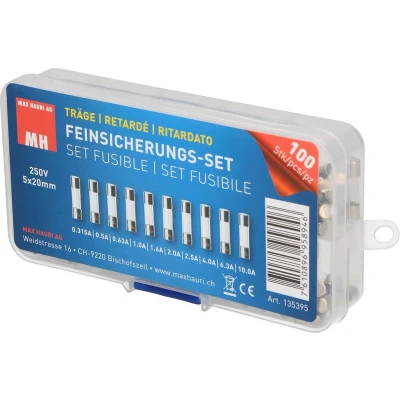 Afbeelding van Max Hauri AG 135395 Buiszekering assortiment (Ø x l) 5 mm 20 Traag T Inhoud 100 stuk(s)