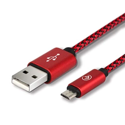 Afbeelding van EVOMIND Gevlochten Nylon Micro USB kabel 1M Snelladen en Gegevenssync voor Samsung Galaxy S7/ S6/ J3/ J5/ J7/ A10/01/11/31, Huawei P10 Lite/ P9 Lite andere microUSB apparaten Rood