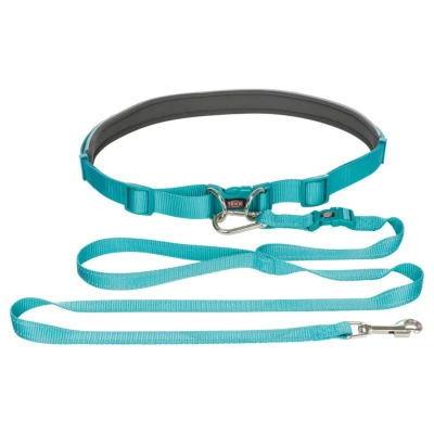 Afbeelding van Trixie Buikriem Met Looplijn Hondenhardlooplijn 60 130x3.5 cm Turquoise Grijs