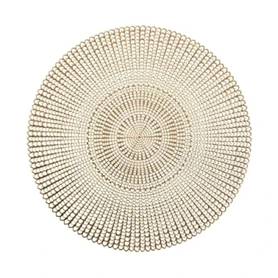 Afbeelding van Zeller Placemat goud D41 cm rond geponste gaatjes anti slip sierlijk design