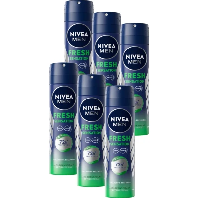 Afbeelding van 6x Nivea Men Deodorant Spray Fresh Sensation 150 ml