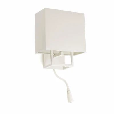 Afbeelding van Faro Lighting Vesper 1 Light Indoor Wandlamp Leeslamp Wit met Kap, E14