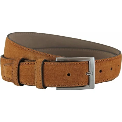 Afbeelding van Houtkamp Suede Leren Pantalon Riem Dames / Heren Echt Leer Cognac Riemmaat 105