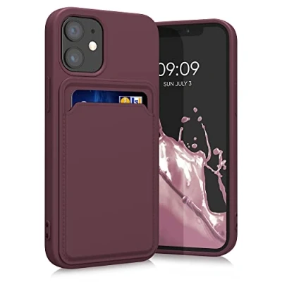 Afbeelding van kwmobile telefoonhoesje geschikt voor Apple iPhone 12 mini Hoesje met pasjeshouder TPU case in wijnrood