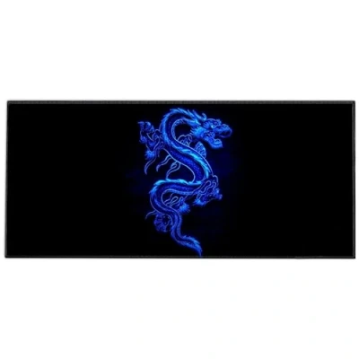 Afbeelding van Silent Monsters Muismat Grootte XX Large (90 x 40 cm), Mouse Pad Design: Blauw Draak, Genaaide Rand, voor Bureau en Gaming, Mousepad Antislip rubberen basis