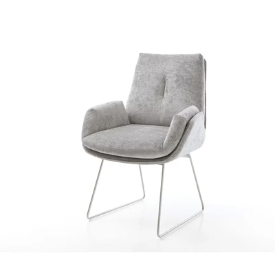 Afbeelding van DELIFE Eetkamerstoel Clea Flex chenille zilver grijs slipframe roestvrij staal
